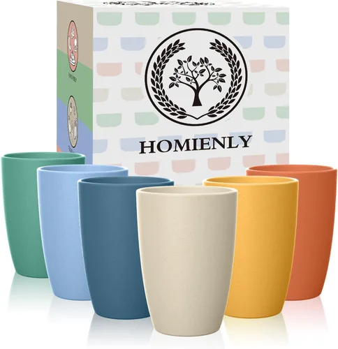 Miniatura 18 de Homienly Juego de vasos apilables con popote de trigo inastillable, vasos de cocina irrompibles para niños y adultos, reutilizables, aptos para 8