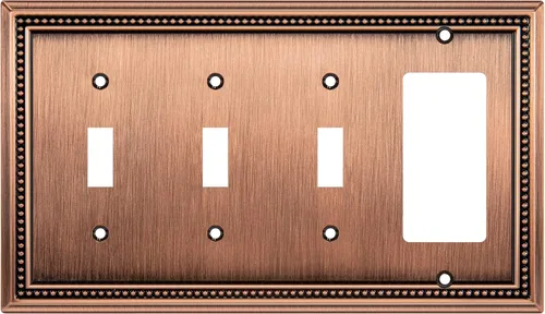 Miniatura 118 de Henne Bery Sunken Pearls - Placa de pared decorativa resistente para interruptor, cubierta para tomacorrientes (doble dúplex, níquel satinado)