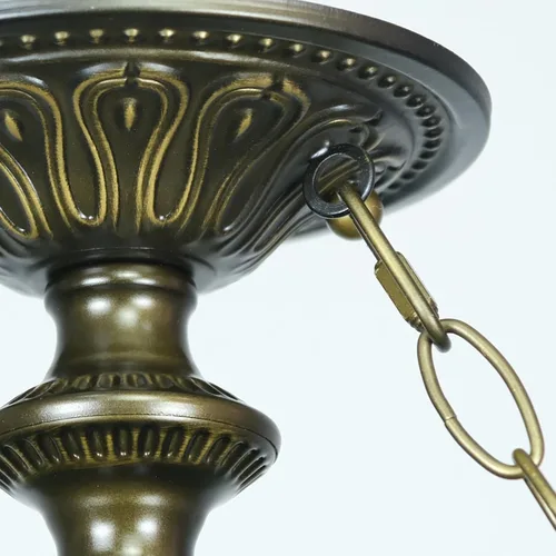 Miniatura 9 de Lámpara de techo Tiffany con vidrieras verdes de glicinia, montaje semi empotrado, lámpara amplia de 16 pulgadas de ancho y 15 pulgadas de altura