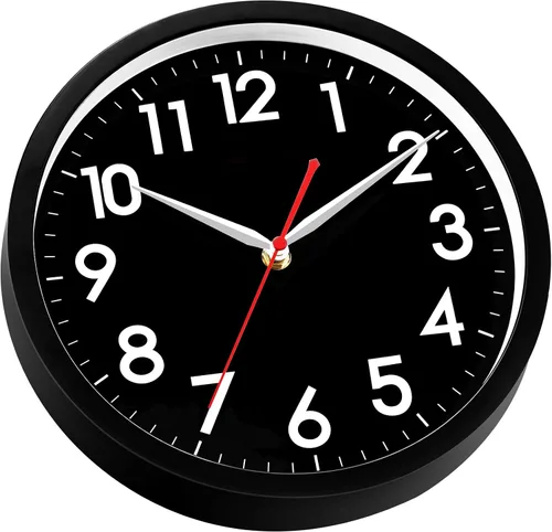 Miniatura 3 de AKCISOT Reloj de pared moderno negro silencioso sin tictac, funciona con pilas, 12 pulgadas, pequeño reloj analógico clásico, decorativo