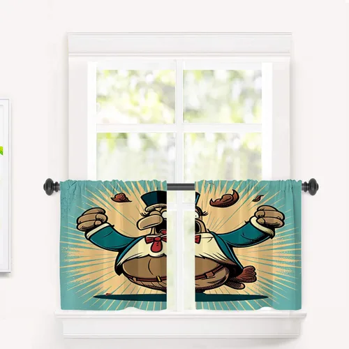 Miniatura 88 de Cortinas opacas de poliéster multicapa para cafetería, con diseño de diamantes, 2 unidades, 26 x 24 pulgadas