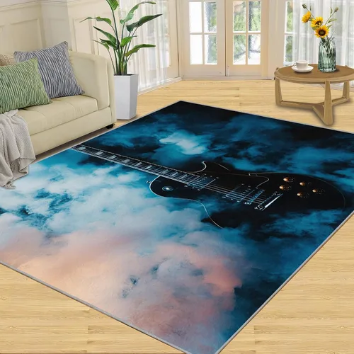 Miniatura 21 de Alfombra de guitarra, alfombra de 2 x 3 pies para entrada, alfombra de área musical, alfombra lavable de guitarra fresca para dormitorio, alfombra