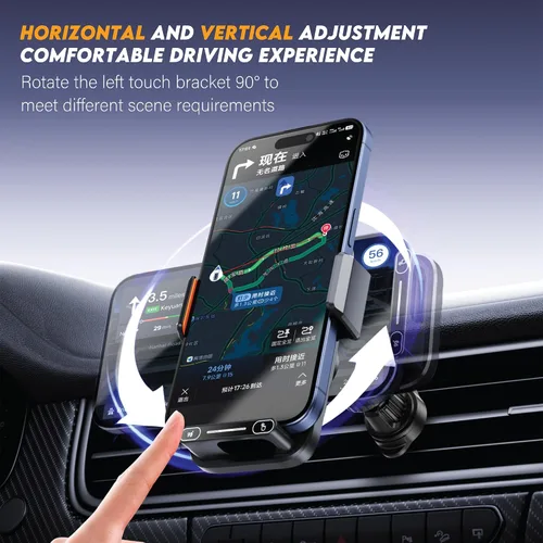 Miniatura 7 de Soporte inalámbrico para teléfono con cargador de automóvil, 15 W, con sujeción automática de 15 W, control de gestos, rotación automática de 90