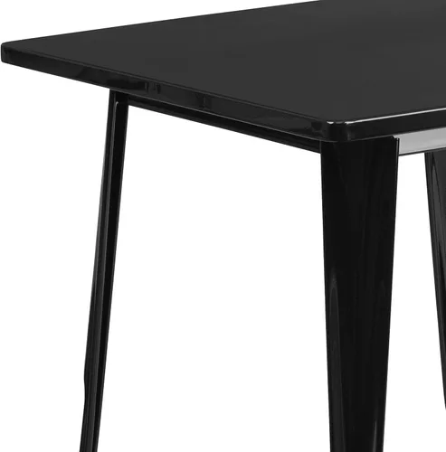 Miniatura 6 de Merrick Lane Nash - Mesa de comedor para interiores y exteriores, acabado con recubrimiento en polvo negro, parte superior cuadrada de 31.5