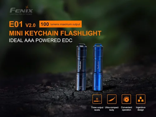 Miniatura 2 de Fenix Linterna LED E01 V2 de 100 lúmenes con batería alcalina AAA EdisonBright (azul)