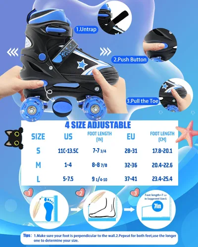 Miniatura 2 de Patines de ruedas para niños y niñas con ruedas iluminadas Zapatos de patines de tamaño ajustable para jóvenes y mujeres de 5 a 8 años y 8 a 12