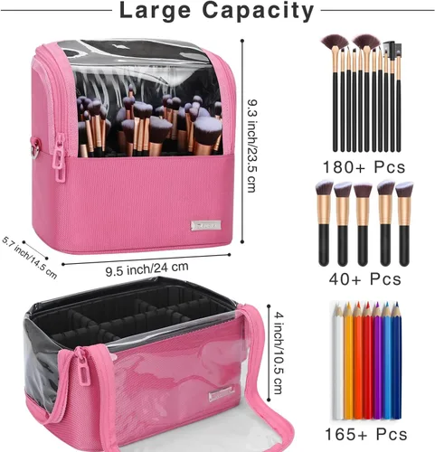 Miniatura 4 de TANTO Estuche para brochas de maquillaje de pie, soporte para brochas de maquillaje, bolsa de cosméticos profesional de viaje, bolsa de Rosa rosado