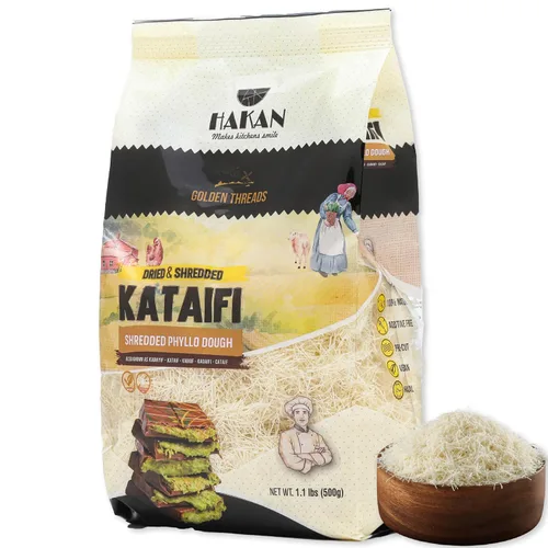 Hakan Kataifi Masa filo en tiras, Pasta para pastel de Kataifi, Kadayif para Barra de Chocolate Dubai con Pistacho, Knafeh, Kunafa, Masa para