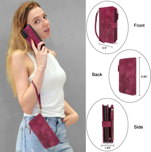 Miniatura 5 de Funda compatible con Samsung Galaxy A13 4G LET/5G [12 ranuras para tarjetas] Soporte para efectivo de crédito de identificación, bolsillo