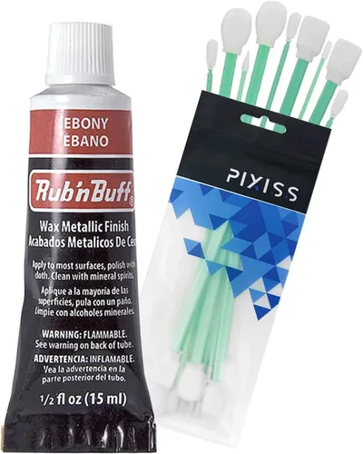 Miniatura 16 de Pinceles de cera Rub 'n Buff tonos dorados y Pixiss - hoja de oro, oro griego, oro antiguo (15ml) - Pintura de cera de dorado con brillo Paquete