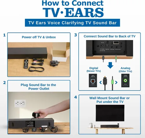 Miniatura 7 de TV · Ears Barra de sonido para TV, aclaración de voz, altavoces de televisión de largo alcance, barra de sonido de 17 pulgadas para un diálogo