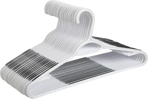 Finnhomy Paquete de 50 perchas de plástico, perchas para ropa con almohadillas antideslizantes, organizador fácil de deslizar para ahorrar espacio,