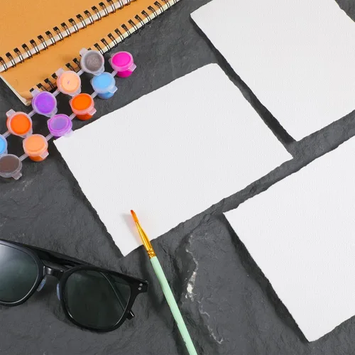 Miniatura 7 de 25 hojas de papel texturizado, papel de acuarela de 5 x 7 pulgadas, 240 GSM con borde deckled, papel blanco hecho a mano para acuarelas, tarjetas
