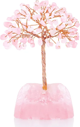 YATOJUZI Árbol de cristales de ópalo con base de opalita, alambre de cobre, árbol de la vida para energía positiva, Reiki, buena suerte, hogar,