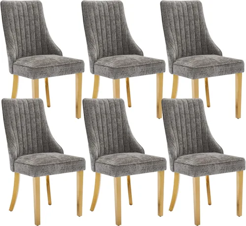 Miniatura 27 de Shenyon Juego de 4 sillas de comedor color beige, cómodas sillas de comedor tapizadas con canal de tela, sillas de cocina modernas para comedor