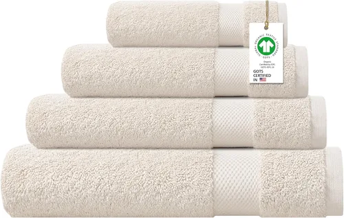 Miniatura 12 de Toallas 100% algodón orgánico de 22.93 oz/m² de felpa al tacto de secado rápido, paquete de 12 toallas de lavado de algodón orgánico, certificado