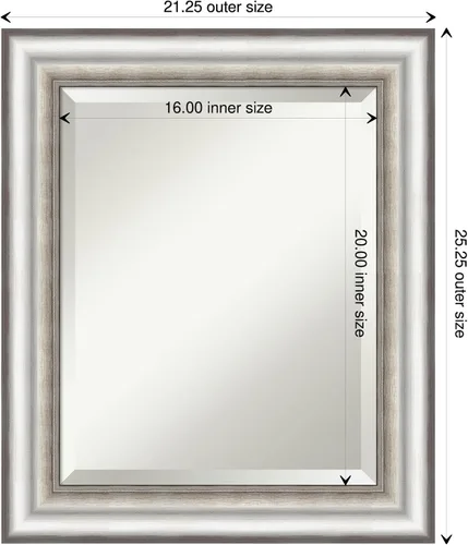 Miniatura 4 de Amanti Art Espejo de pared plateado de 25 x 21 pulgadas, espejo rectangular plateado de salón para baño, decoración de pared de sala de estar, marco
