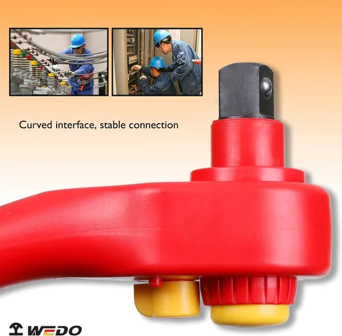 Miniatura 3 de WEDO Llave de trinquete aislada, unidad de 3/8 pulgadas, 8 pulgadas de longitud, llave de seguridad para electricistas, manijas antideslizantes VDE