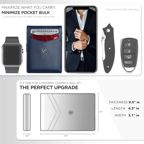 Miniatura 24 de Suavell Billeteras delgadas de cuero para hombres. Cartera con clip para dinero. Cartera de perfil bajo RFID Cartera minimalista