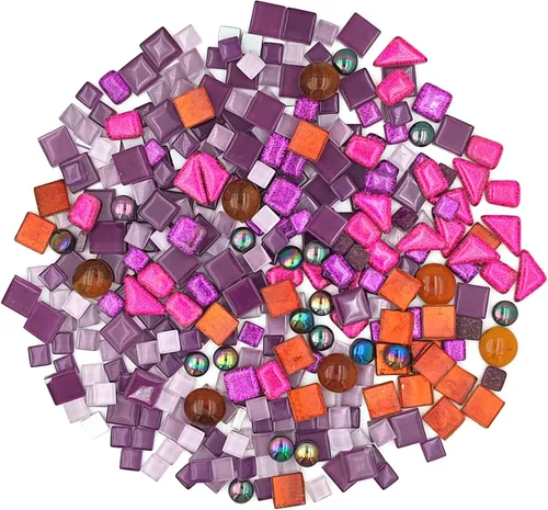 Miniatura 8 de Azulejos de mosaico de cristal irregulares de 17.64 oz de colores mixtos, pequeños mosaicos de bricolaje para niños, manualidades de cristal hechas