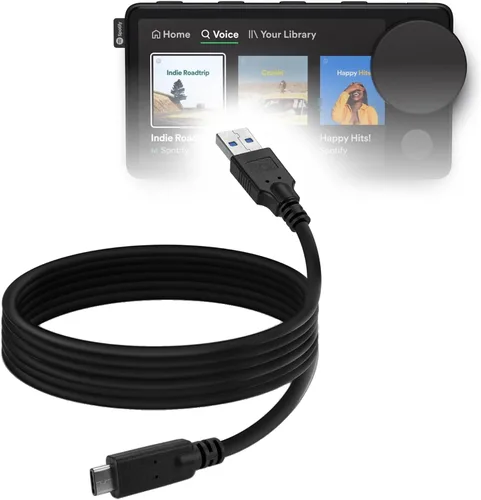Miniatura 9 de BoxWave Cable compatible con Spotify Car Thing, cable AllCharge 3 en 1 para Spotify Car Thing, color negro azabache