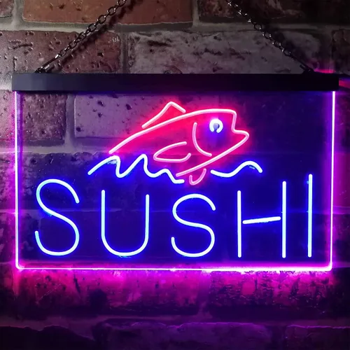Miniatura 38 de ADVPRO Sushi Fish Sashimi Restaurant - Letrero de neón LED de doble color, azul y rojo, 12 x 8.5 pulgadas, st6s32-i3334-br