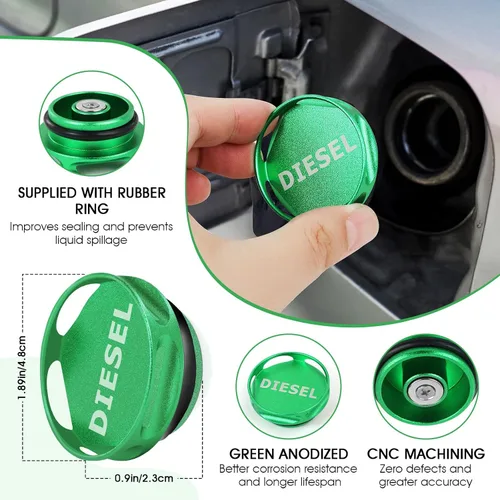 Miniatura 2 de Tapa de combustible diésel de aluminio, tapa magnética de gas de tanque de aluminio más grande actualizada para camiones RAM (2013-2019) 1500 2500
