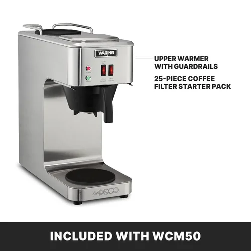 Miniatura 6 de Waring Cafetera comercial Café Deco para verter sobre café, 3 galones por hora, 2 calentadores individuales, se adapta a decantadores grandes de 64