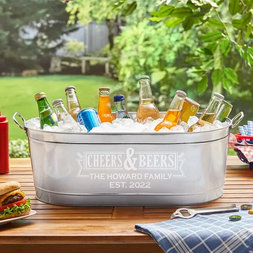 Miniatura 3 de Let's Make Memories Tina Personalizada para Bebidas Cheers & Beers – Tina Galvanizada Personalizada para Bebidas – Para Entretenimiento Saludos