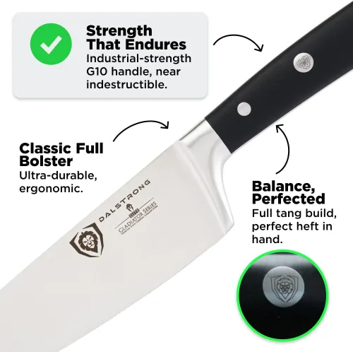 Miniatura 4 de Dalstrong - Cuchillo de chef de 8 pulgadas - Serie Gladiador ELITE - Cuchillo de chef forjado de acero alemán HC - Cuchillo de cocina de filo
