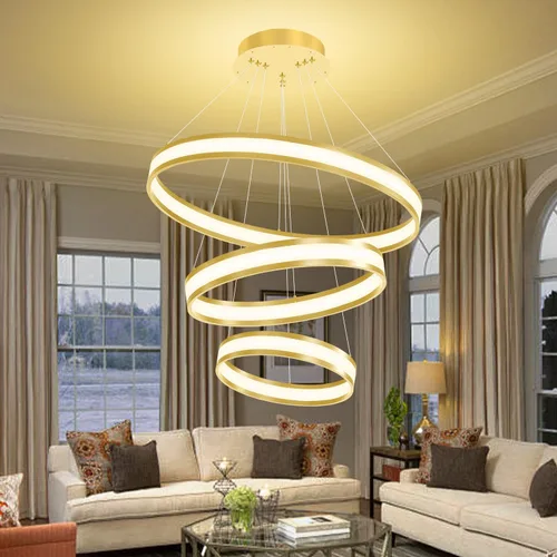 Miniatura 10 de Moderno candelabro de anillo acrílico regulable con LED, lámpara de anillo ajustable para comedor, sala de estar, dormitorio, cocina