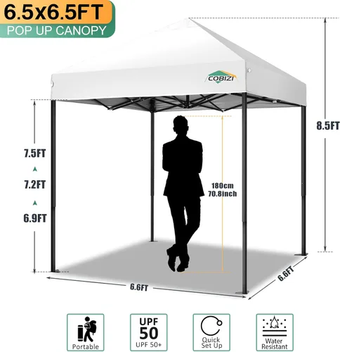 Miniatura 131 de COBIZI Tienda de campaña desplegable de 6.6 x 6.6 pies, toldo resistente, fácil de instalar, impermeable, para exteriores, fiestas, playa, jardín