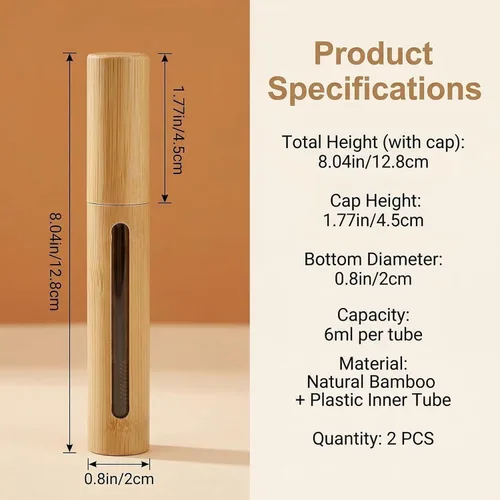 Miniatura 2 de 2 Uds. 6ML Vacío Apariencia de Bambú Pestañas Tubos Tubo de Rímel Soporte de Varita de Pestañas Contenedor Cosmético Maquillaje Muestra Embalaje