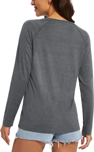 Miniatura 2 de MAGCOMSEN Camisetas de manga larga para mujer, con protección solar UPF 50+, protección solar, atlético, correr, natación, protección contra