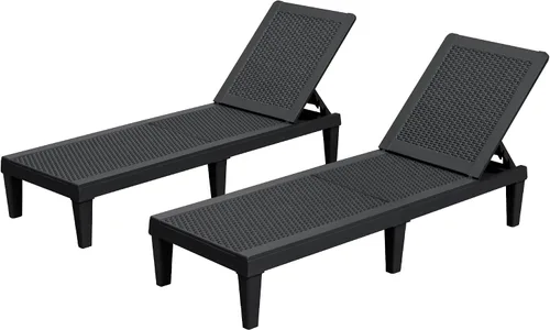 Miniatura 8 de Homall Juego de 2 tumbonas para patio, sillas ligeras para exteriores, 5 ajustes de posición, respaldo para piscina exterior, jardín, patio y playa