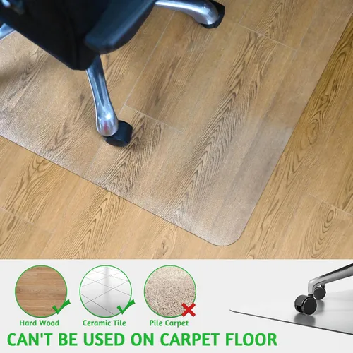 Miniatura 4 de 100pointONE Tapete grande para silla de oficina para suelo de madera dura, 46 x 72 pulgadas, protector de suelo transparente para silla rodante