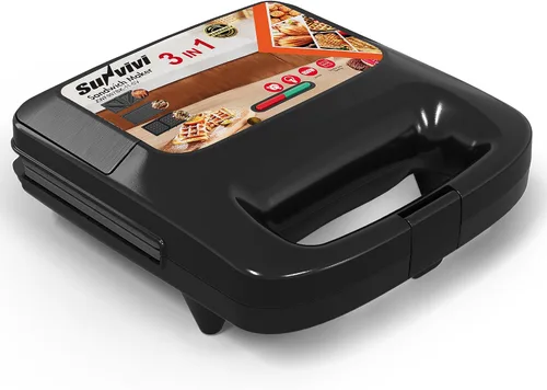 Miniatura 11 de Sunvivi Sandwich Maker Panini Press: waflera con placas extraíbles, prensa para sándwiches 3 en 1 con placas antiadherentes, luces indicadoras