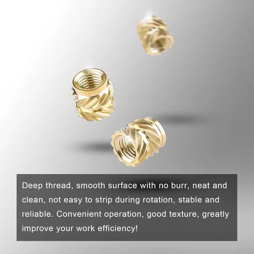 Miniatura 5 de 100 piezas de tuercas de latón para impresión 3D, M3x4x5mm M3 Inserto roscado Tuercas moleteadas de latón Tuerca hembra moleteada con rosca
