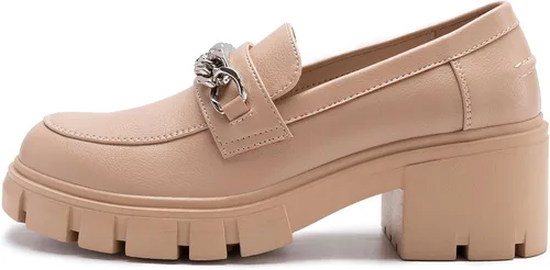 Miniatura 2 de Athlefit Mocasines de plataforma para mujer, sin cordones, suela gruesa, con cadena y punta redonda, zapatos de trabajo de negocios