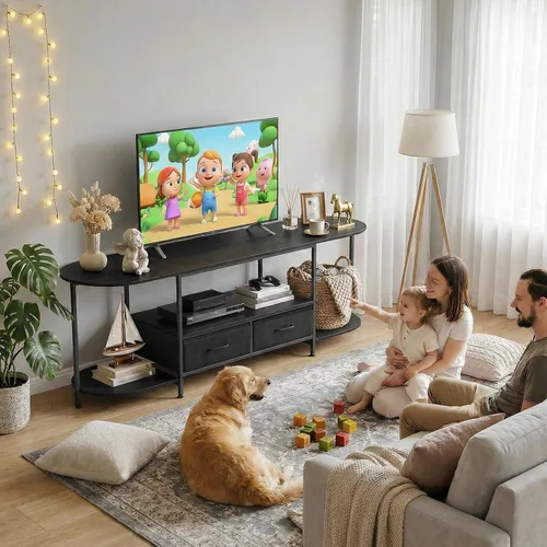 Miniatura 6 de Faesun Soporte de TV de 55 pulgadas para televisores de hasta 55 pulgadas, consola multimedia de borde curvado y centro de entretenimiento con 2
