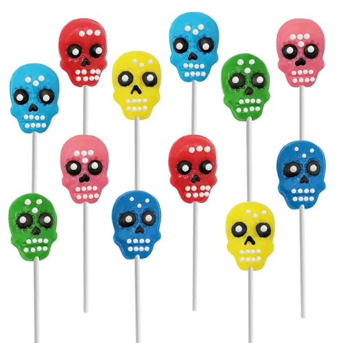 Fruidles Paletas de calavera de Halloween para el Día de los Muertos, envueltas individualmente (paquete de 12)