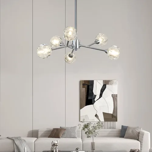 Miniatura 18 de Weesalife Sputnik - Candelabros para comedor sobre mesa, modernos candelabros de cristal, 6 luces negras para sala de estar, dormitorio, isla