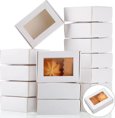 Miniatura 13 de Zonon 30 cajas de jabón para embalaje casero, mini cajas de papel kraft con ventana para panadería, dulces, jabón, embalaje de regalo