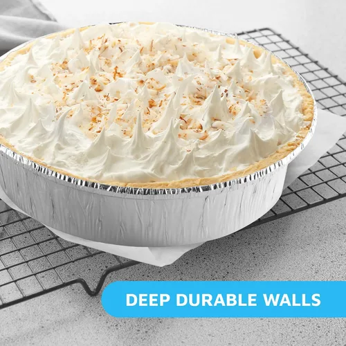 Miniatura 4 de MontoPack Paquete de 40 Moldes de Papel de Aluminio Redondos de 7" con Tapas Transparentes Recipientes Desechables con Paredes Rectas