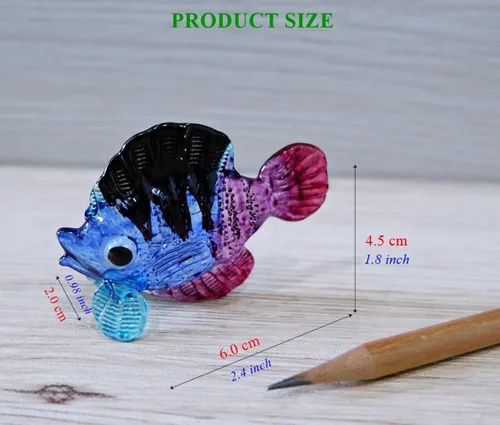 Miniatura 4 de 1shopforyou Figura de vidrio soplado, figura de pez marino tropical, arte en miniatura, colección de vida marina, decoración de acuario, animal