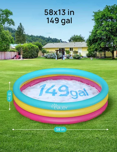 Miniatura 7 de Evajoy - Piscina inflable de 58 x 13 pulgadas para niños, piscina grande para perros, piscina para el patio trasero y el jardín familiar