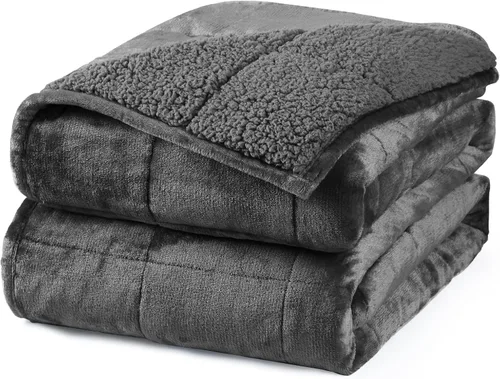 Miniatura 13 de Aemicion Manta con peso para niños de 7 libras, tamaño individual de 41 x 60 pulgadas, cómoda, suave y esponjosa Sherpa, manta pesada para niños