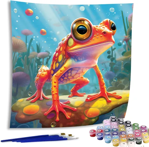 Diymood Pintura por números para niños y adultos, rana, pintura al óleo de mascotas, kits de pintura acrílica por números para niños y adultos