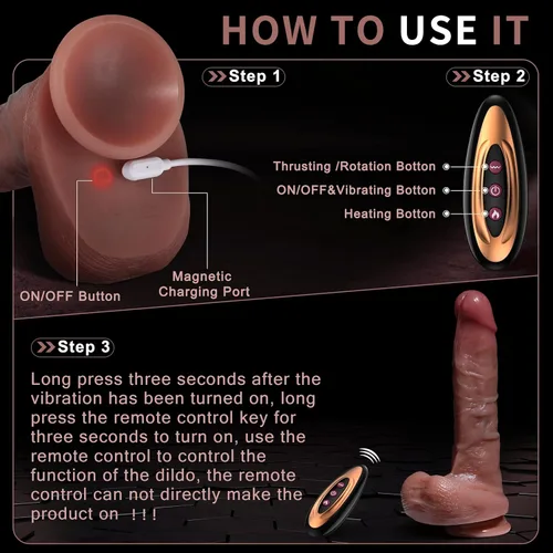 Miniatura 6 de Consolador de empuje juguetes sexuales - Consoladores giratorios de calefacción con 5 modos de empuje y 10 modos de vibración para juego anal