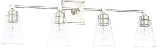 Miniatura 32 de Capital Lighting 621111PN-426 - Lámpara de pared de cristal transparente de mediados de siglo, 1 luz de 100 vatios, 10 pulgadas de alto x 6 pulgadas